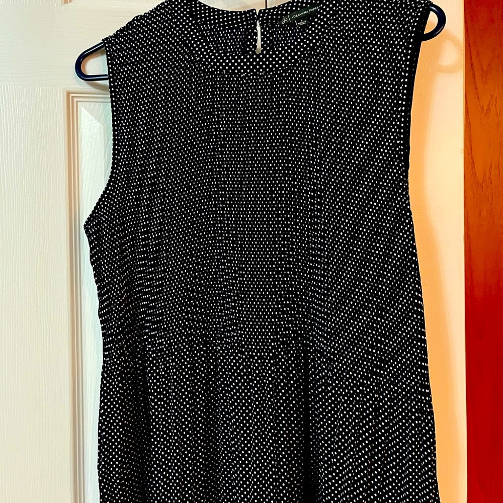Adriana Papell pleated polka-dot sleeveless top